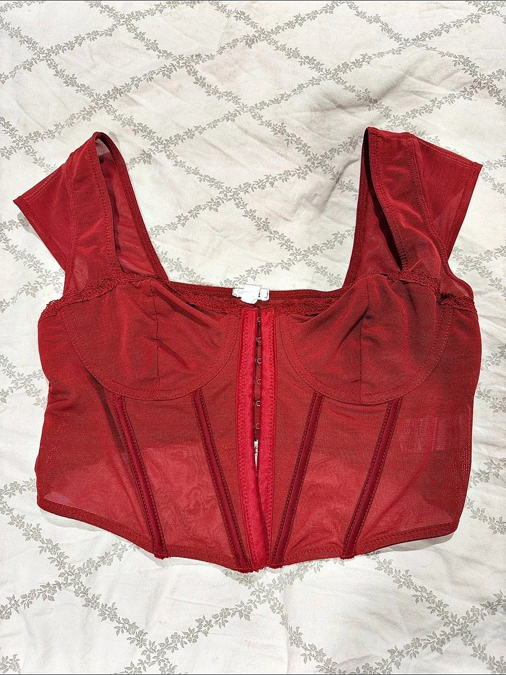 GARAGE Maesie Cap Sleeve Corset Red Size Medium